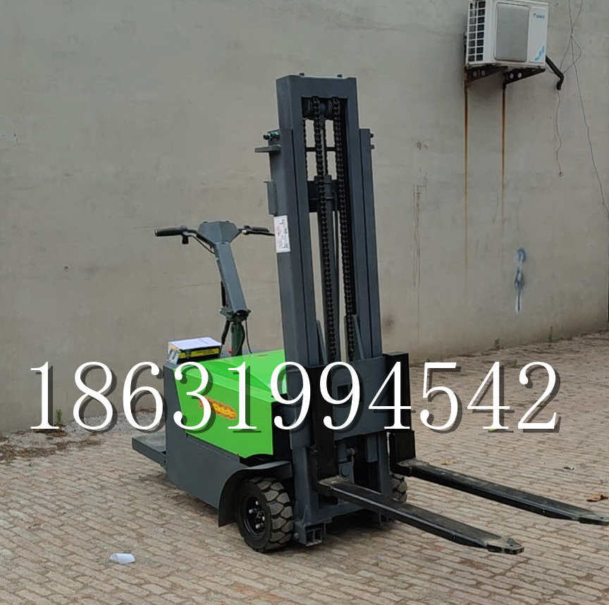 西市区优程全电动叉车插腿式堆高车液压装卸车1.5吨升高小型站驾式铲车